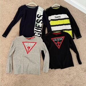 GUESS Kids Long Sleeve Tees - Gray and Black with Red Logo. Boys size 6
